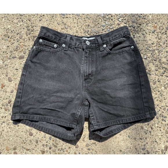 Vintage 90s Y2K Tommy Hilfiger Black Denim Shorts Women's Size 4 - Picture 1 of 7